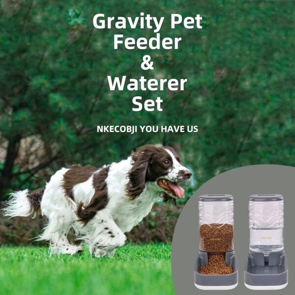 Automatic Pets Feeder and Water Dispenser Set,Gravity Food Feeder and Waterer Set with Pet Food Bowl,Easily Clean Self Feeding for Small Large Pets Dogs Cats Large Capacity(3.8L) - Image 6