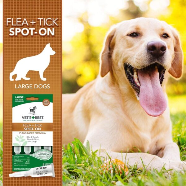 Vet's Best Flea and Tick Spot-on Drops, Topical Flea and Tick Prevention for Dogs - Plant-Based Formula - Certified Natural Oils - for Large Dogs - 4 Month Supply - Image 3