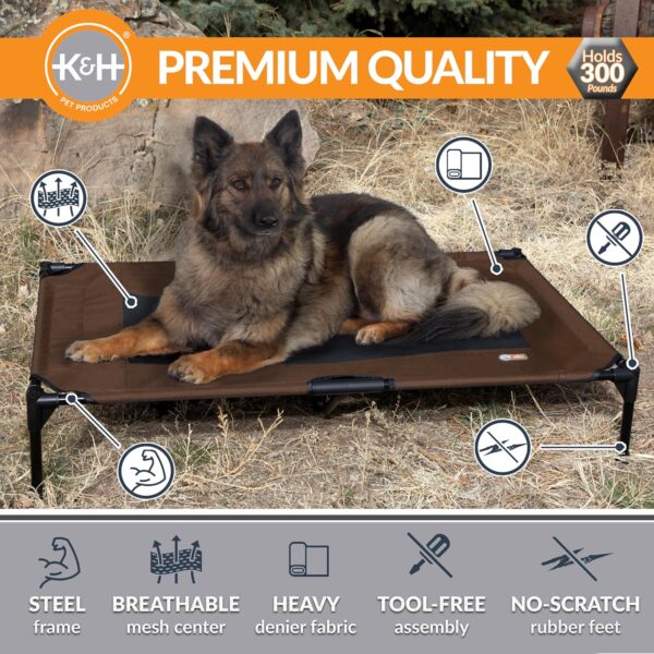 K&H Pet Products Dog Cots Beds for Large Dog- Elevated Outdoor Dog Cot Bed- Raised Dog Hammock Cooling Bed- Washable, Portable Dog Cot- Heavy Duty Durable Metal Frame, X-Large, Chocolate/Black Mesh - Image 2