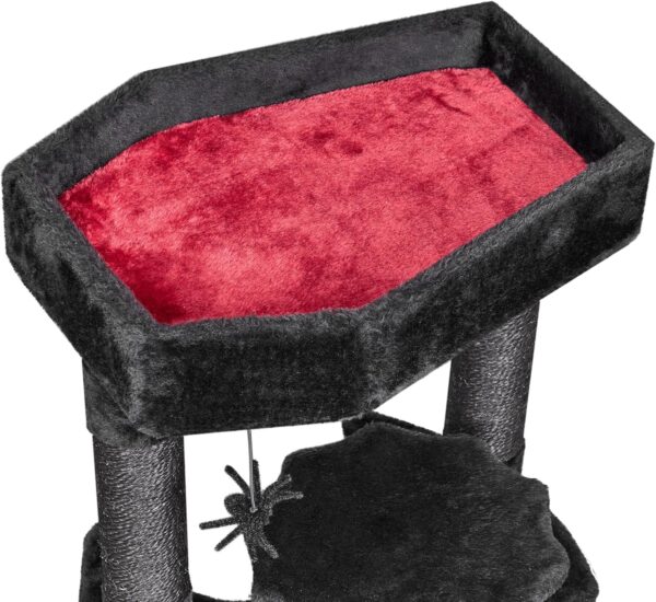 BEWISHOME Gothic Cat Tree with Coffin Bed, Cat Tower for Indoor Cats with Spacious Cat Condo, Sisal Scratching Posts, Spider Toy Cat Activities Center for Black Cats Halloween Pet Furniture MMJ91R - Image 8