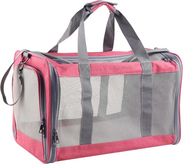 Cat Dog Carrier for Small Medium Cats Pet Carrier for Large and Medium Cats Puppies Portable Cat Carrier Soft Pet Carrier for Cats Cat Bag Carrier Airline Approved Cat Carrier(Large, Pink) - Image 2