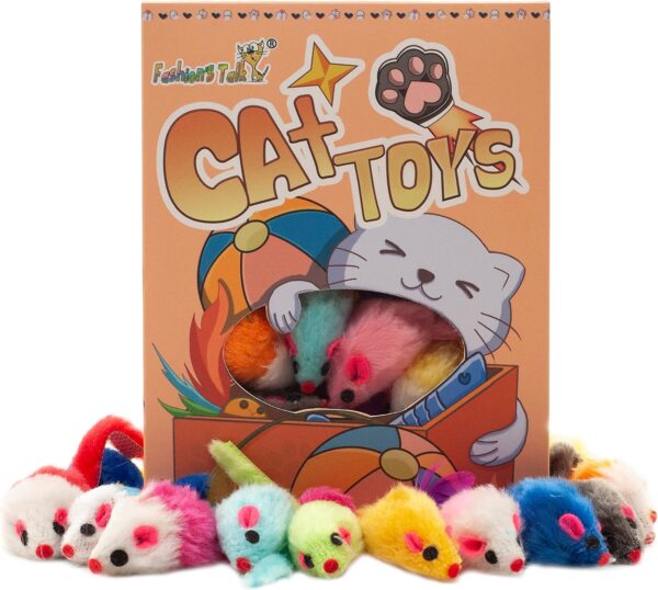 Fashion's Talk 48-Count Assorted Mice Cat Toys Furry Rattle Mouse Kitten Toy Mini Mice for Indoor Cats Interactive Play Color Varies - Image 7