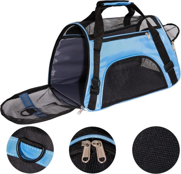 Pet Carrier Cat Cattier Soft-Sided Carriers for Cat Carriers Dog Carrier for Small Medium Cats Dogs Puppies Pet Carrier Airline Approved up to 15 Lbs Cat Dog Pet Travel Carrier (Medium, Blue) - Image 5