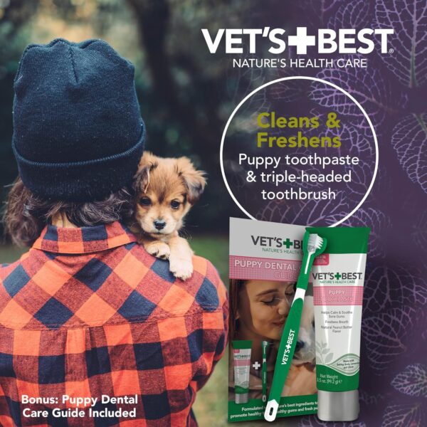 Vet’s Best Puppy Dental Kit – Toothbrush & Toothpaste for Puppies – Dog Tooth Brushing Kit – 3.5 Ounces - Image 3