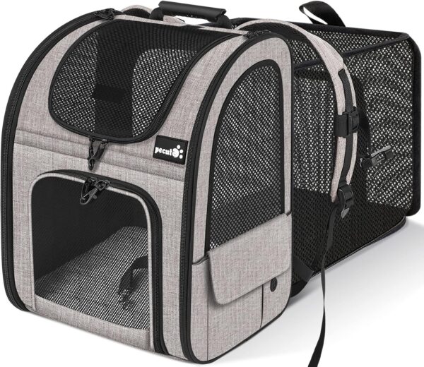 Pecute Pet Carrier Backpack, Dog Carrier Backpack, Expandable with Breathable Mesh for Small Dogs Cats Puppies, Pet Backpack Bag for Hiking Travel Camping Outdoor