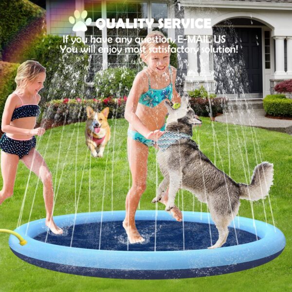 Splash Sprinkler Pad for Dogs Kids,59’’ Thicken Dog Pool with Sprinkler,Pet Outdoor Play Water Mat Toys for Dogs Cats and Kiddie - Image 7