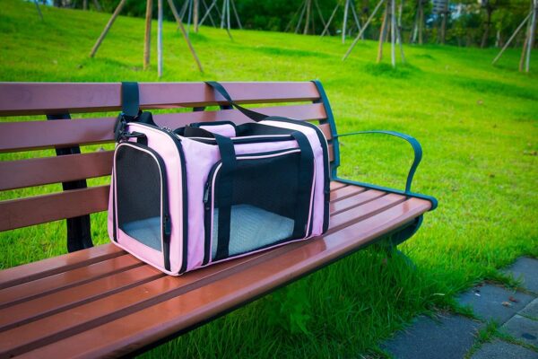 Soft Sided Carrier for Small Medium Cats Dogs,TSA Airline Approved Collapsible Travel Pet Carrier Medium Pink - Image 6