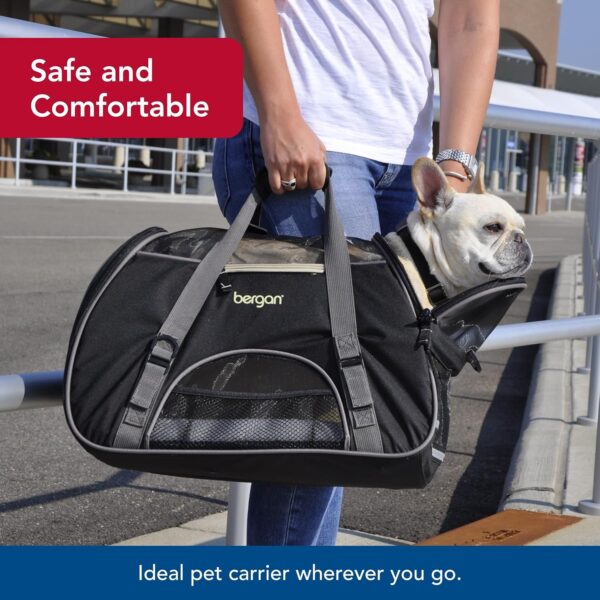 Coastal Pet Bergan Comfort Carrier - Safe, Comfortable Dog & Cat Travel Carrier - Airline Friendly Soft Pet Carrier - Breathable Carrier for Pet Owners - Black & Grey, 16" x 8" x 11" - Image 3