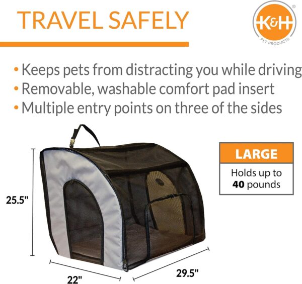 K&H Pet Products Travel Safety Carrier for Pets, Dog Crate for Car Travel, Dog Soft-Sided Carrier for Large Dogs, Portable Car Seat Kennel, Gray/Black Large 29.5 X 22 X 25.5 Inches - Image 2