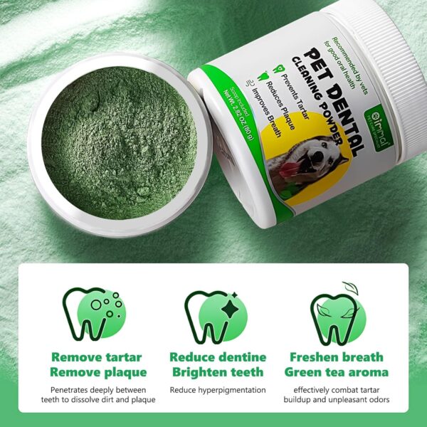 Teeth Cleaning Powder for Dogs, 2 x 80g Dog Dental Powder Cleaning Teeth, Dog Breath Freshener with Probiotics for Bad Breath, Plaque, Tartar - Dental Care Supplement for Small, Medium & Large Dogs - Image 3