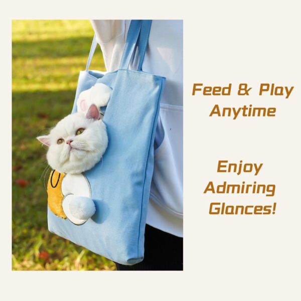 Cat Out Bag, Cute Cozy Cartoon Hands Free Show Head Cat Sling Carrier, Cat Restrainer Shoulder Bag for Outdoor Travel (Dino, Medium) - Image 7