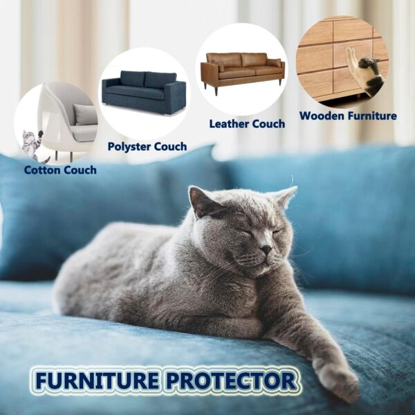 Anti Cat Scratch Furniture Protectors, 16 Pack Single Side Thick Couch Sofa Protector from Cats Claws, Self-Adhesive Cat Tape Clear Cat Scratch Scratching Deterrent Guard Shield for Furniture - Image 7