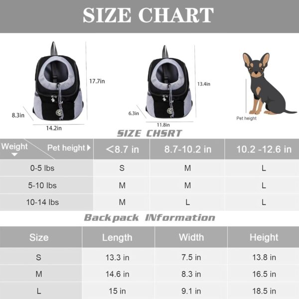 Pet Dog Carrier Backpack,Pet Carrier Front Backpack with Pockets for Hiking Camping, Head Out Breathable Travel Bag for Small Medium Dogs,Cats,Puppies(Medium, Black) - Image 2