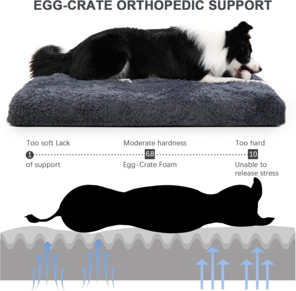 Orthopedic Dog Beds Large Sized Dog, Washable Dog Bed with Removable Cover, Waterproof Dog Crate Bed with Non-Slip Bottom, Fluffy Pet Bed 41×27 Inch, Dark Grey - Image 2