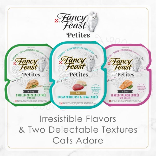 Purina Fancy Feast Gourmet Gravy Wet Cat Food, Petites Seared Salmon With Spinach Entree - (Pack of 12) 2.8 oz. Tubs - Image 7