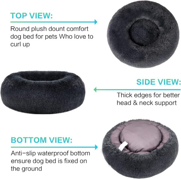 SAVFOX Plush Calming Dog Beds, Donut Dog Bed for Small Dogs, Medium, Large & X-Large, Comfy Cuddler Dog Bed and Cat Bed in Faux Fur, Washable Dog Bed, Multiple Sizes XS-XXL - Image 2