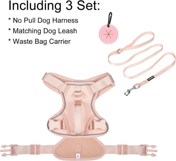 Petmolico Dog Harness for XS Dogs No Pull, Cute Dog Harness with Two Leash Clips and Soft Handle, Reflective Easy Walk Dog Harness with Leash, Pink XS - Image 5