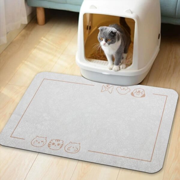 YCT Cat Pet Food Mat, Cat Feeding Mat, Non-Slip Bottom Absorbent Pet Mat, Quick Dry Dog Cat & Dog Food Mat, Pet Supplies Mat, 11.8"x18.1" Beige - Image 8