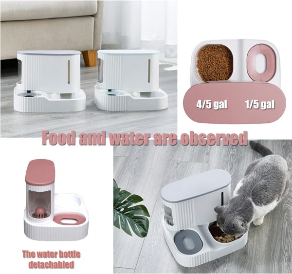 Automatic Cat Food Water Dispenser Gravity Pet Self Feeder Dry Food Bowl and Watering Supplies Dispenser for Indoor Small Medium Dog Puppy Kitten 2 in 1 (GREEN) - Image 4