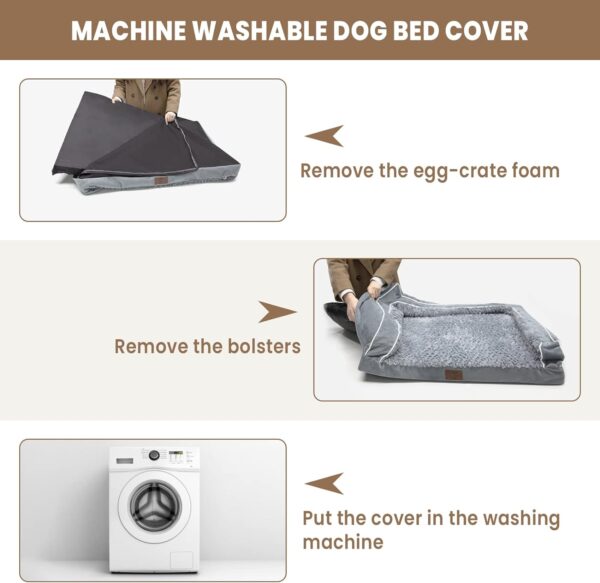 Large Dog Bed, Waterproof, Removable Cover, Orthopedic Foam, Non-Slip Bottom, Washable, 36 x 27 x 8 Inch - Image 7