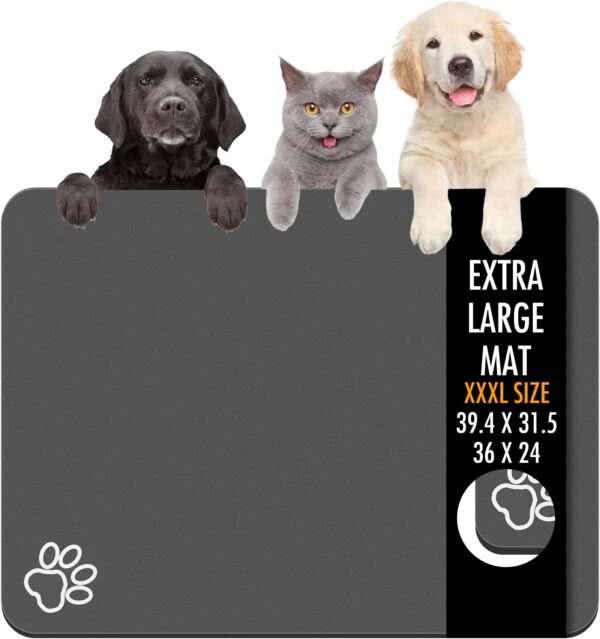 Dog Food Mat, 36" x 24" Extra Large Absorbent Dog Mat for Food and Water, Non Skid Cat & Dog Bowl Mat, No Stains Quick Dry Pet Food Mat, Dog Water Dispenser Mat, Pet Supplies Mat for Messy Drinkers