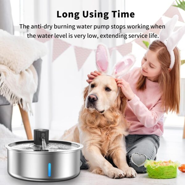 7L/230oz/1.8G Dog Water Fountain, Stainless Steel Pet Water Fountain for Large Dogs & Multi-Cats, Safe Pet Water Fountain, Super Large Capacity, Outdoor and Indoor Use - Image 5