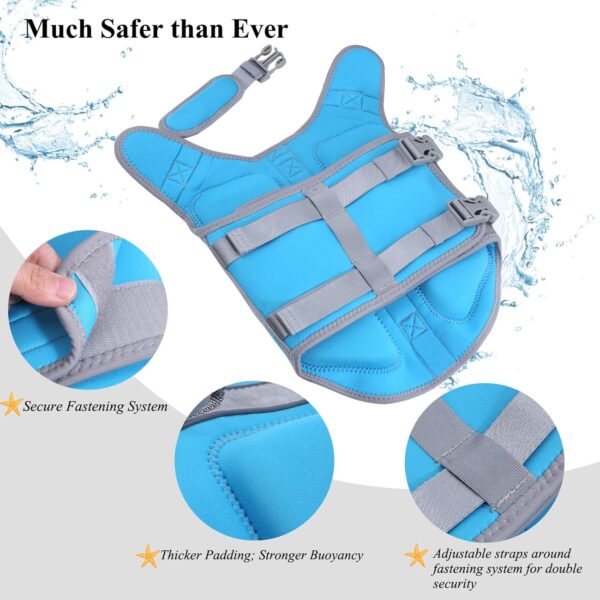 VIVAGLORY Lightweight Dog Life Jacket, Pet Life Preserver Life Vest Skin-Friendly Neoprene for Puppy Small Dogs with D-ring and Quick Release Buckle, Blue - Image 3