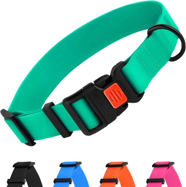 CollarDirect Adjustable Dog Collar Colorful Waterproof Pet Collars for Small Medium Large Dogs Puppy Pink Black Blue Mint Green Orange (Neck Fit 12"-16", Mint Green)