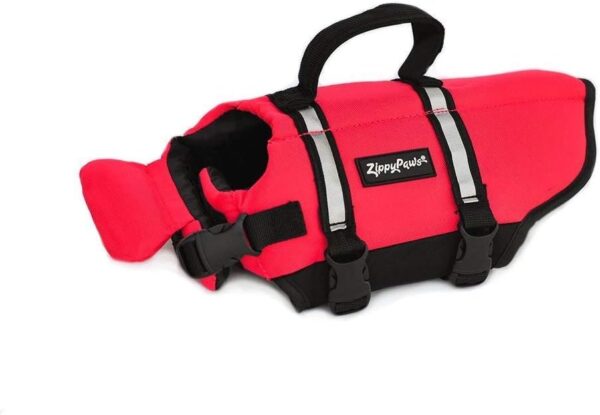 ZippyPaws Adventure Dog Lifejacket, Swimming Vest for Dogs & Puppies, Life Jacket for Swim Training Small Medium & Large Dogs - Red, Medium