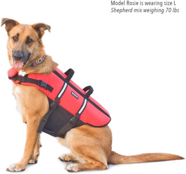 ZippyPaws Adventure Dog Lifejacket, Swimming Vest for Dogs & Puppies, Life Jacket for Swim Training Small Medium & Large Dogs - Red, Medium - Image 7