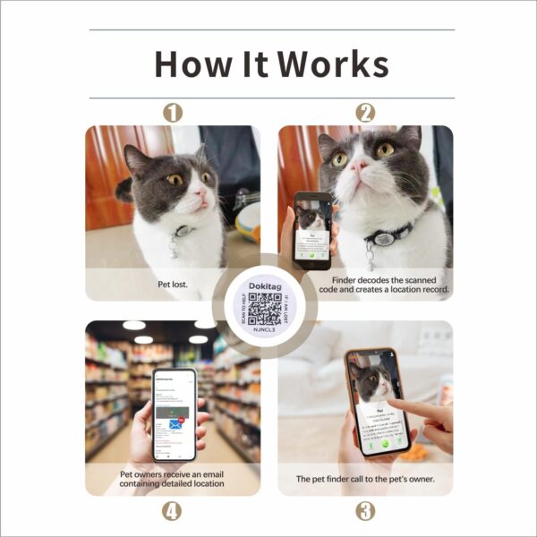 Cat Collar with QR Tag,Breakaway Cat Collar with QR Code, Cat Collar with QR Code, Cat Collar with Bell and QR,Pet Online Profile-Scan QR Receive Instant Pet Location Alert Email (Black) - Image 3