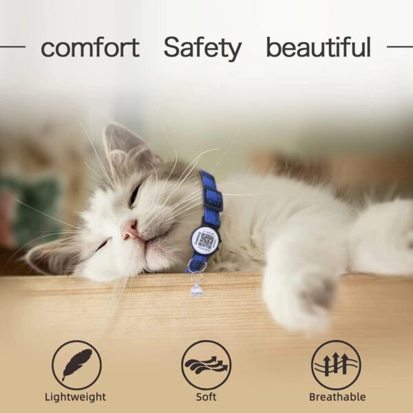 Cat Collar with QR Tag,Breakaway Cat Collar with QR Code, Cat Collar with QR Code, Cat Collar with Bell and QR,Pet Online Profile-Scan QR Receive Instant Pet Location Alert Email (Black) - Image 5