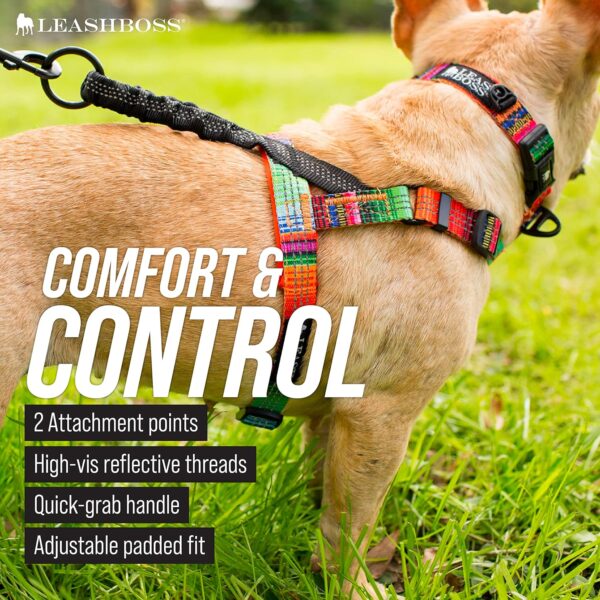 Leashboss No Pull Dog Harness, Easy Walk for Small, Medium, and Large Pets, Reflective with Rear and Front Clip Attachment (Space Pattern, Small) - Image 3