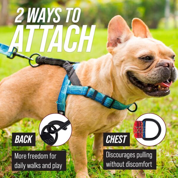 Leashboss No Pull Dog Harness, Easy Walk for Small, Medium, and Large Pets, Reflective with Rear and Front Clip Attachment (Space Pattern, Small) - Image 4