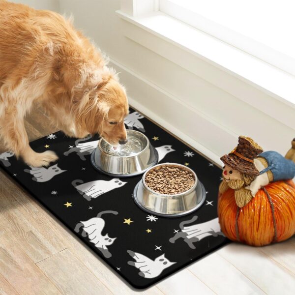 Halloween Dog Food Mats for Floors, Absorbent Dog Bowl Mats for Food and Water, Quick Dry Pet Cat Food Mat Non-Slip Dog Accessories Pet Supplies - Image 2