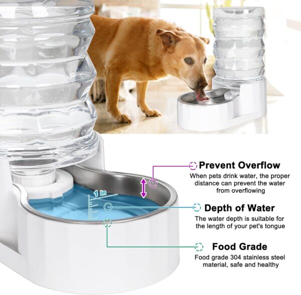 RIZZARI Upgraded 6L Automatic Gravity Dog Water Bowl Dispenser, 100% BPA-Free, Stainless Steel Cat Water Dispenser, Large Capacity Water Dispenser with Two Caps and Filters (6L+) - Image 6