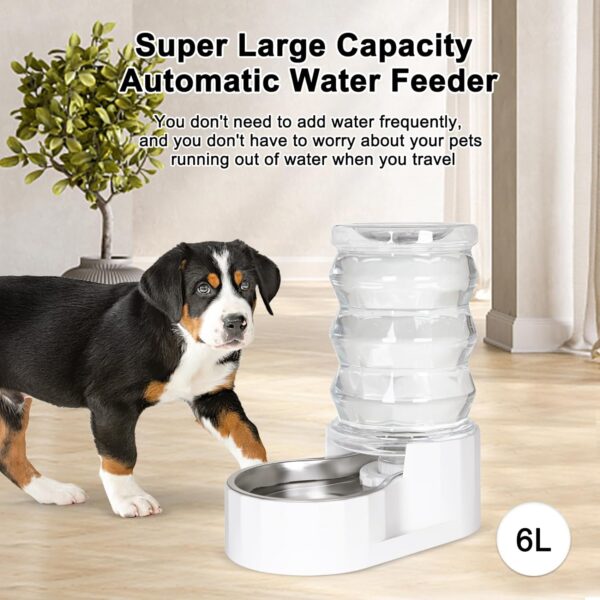 RIZZARI Upgraded 6L Automatic Gravity Dog Water Bowl Dispenser, 100% BPA-Free, Stainless Steel Cat Water Dispenser, Large Capacity Water Dispenser with Two Caps and Filters (6L+) - Image 7