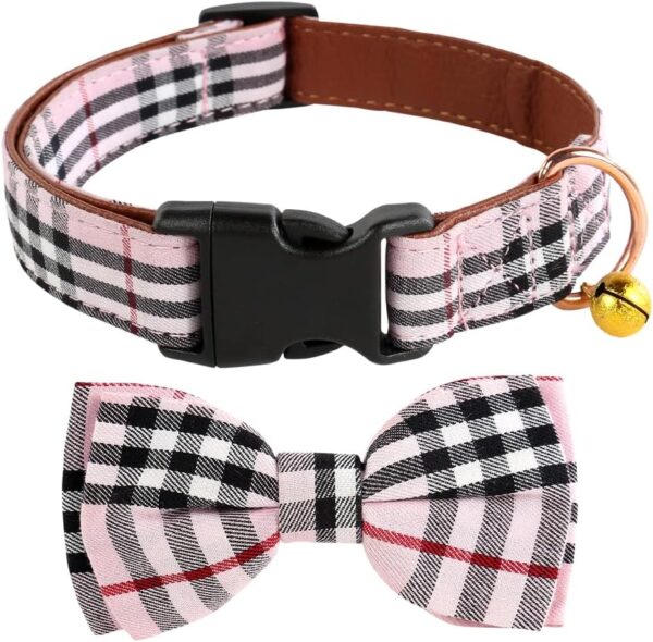 Dog Collar with Bow Tie- Adjustable pet Collar for Dogs with Plastic Buckle Collar, Stylish Pattern for Small Medium or Large Boy and Girl Dog and Cat - Image 2