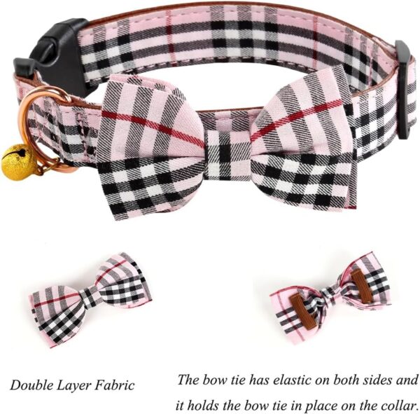 Dog Collar with Bow Tie- Adjustable pet Collar for Dogs with Plastic Buckle Collar, Stylish Pattern for Small Medium or Large Boy and Girl Dog and Cat - Image 3