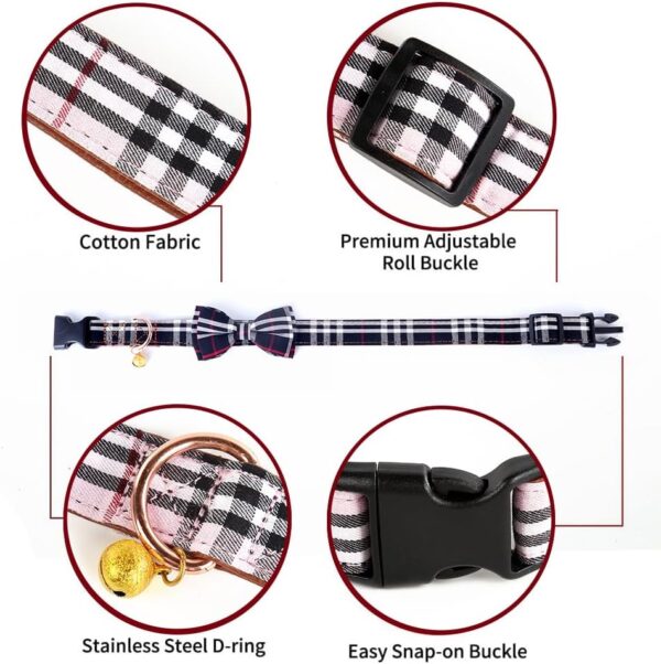 Dog Collar with Bow Tie- Adjustable pet Collar for Dogs with Plastic Buckle Collar, Stylish Pattern for Small Medium or Large Boy and Girl Dog and Cat - Image 4