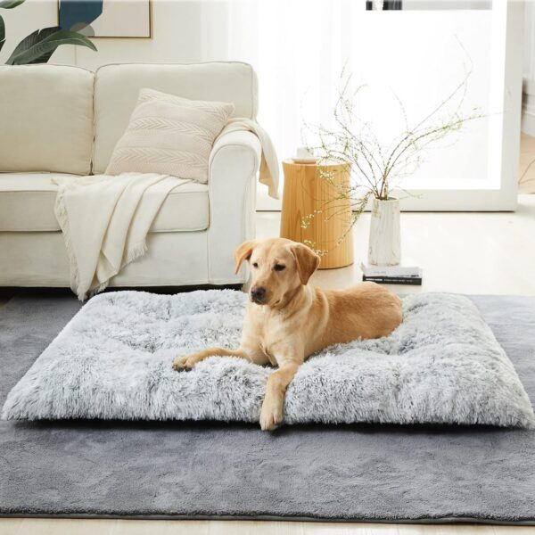 BFPETHOME Dog Beds for Large Dogs, Plush Dog Crate Bed Fluffy Cozy Kennel Pad for Sleeping &Ease Anxiety, Washable Dog Mats with Anti-Slip Bottom for Large Medium Dogs (42(41 x 27 inch), Grey) - Image 2