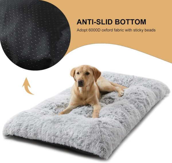 BFPETHOME Dog Beds for Large Dogs, Plush Dog Crate Bed Fluffy Cozy Kennel Pad for Sleeping &Ease Anxiety, Washable Dog Mats with Anti-Slip Bottom for Large Medium Dogs (42(41 x 27 inch), Grey) - Image 6