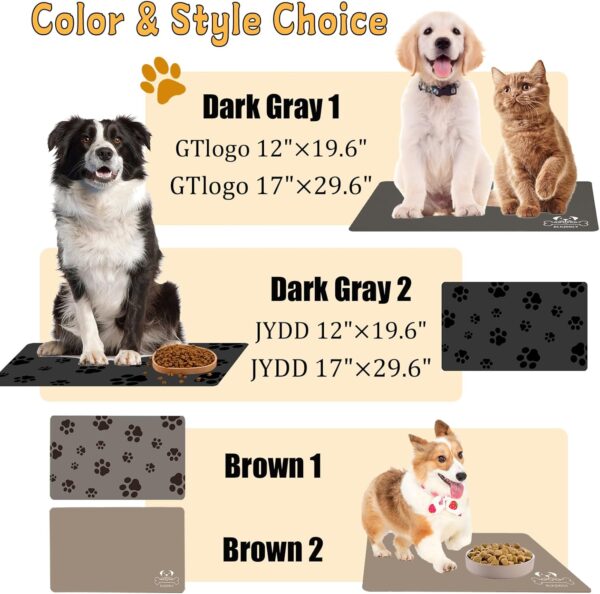 18"×30" Dog Food Mat-Absorbent Dog Mat for Food and Water, No Stains Quick Dry Cat Dog Food Bowl Mat Non Skid Dog Feeding Mat with Footprints for Messy Drinkers,Dark Grey - Image 8