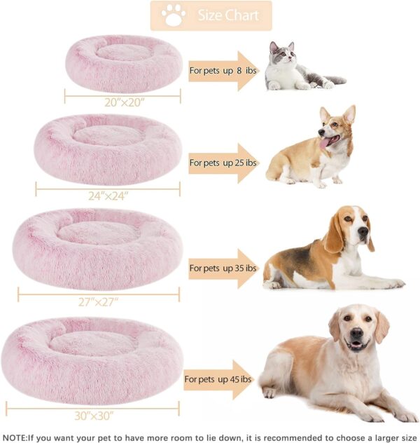 WNPETHOME Calming Dog Bed Cat Bed Donut, Faux Fur Pet Bed Self-Warming Donut Cuddler, Comfortable Round Plush Dog Beds (24 x 24 x 8 Inch, Light Pink) - Image 5