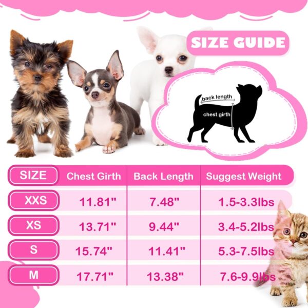 4 Pieces Dog Clothes for Small Dogs Girl Summer Teacup Chihuahua Yorkie Clothes Cute Small Dog Shirts Soft Breathable Pink Puppy Clothes Pet Outfit Cat Clothing XXS (XXSmall) - Image 6