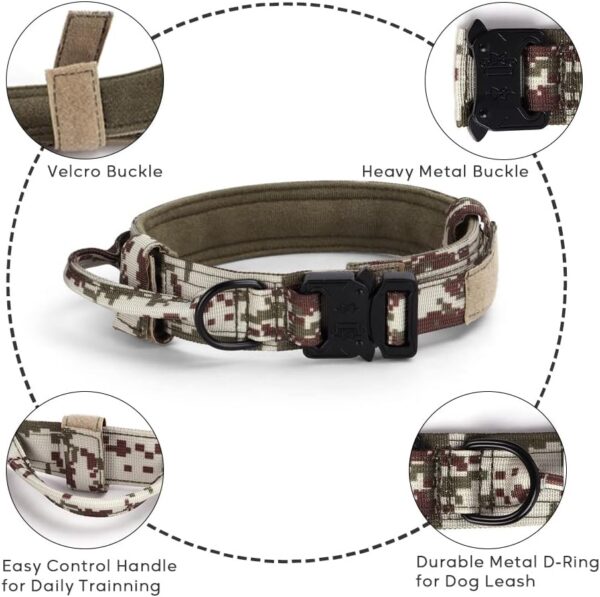 Tactical Dog Collar, Military Training Adjustable Nylon Dog Collar with Control Handle and Quick-Release Heavy Metal Buckle for Medium and Large Dogs (Red, L) - Image 2