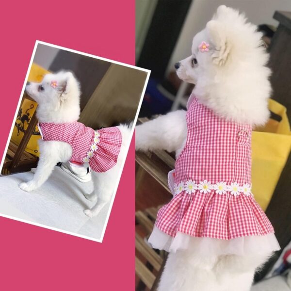 Outdoor Pet Clothes Dog Harness Dress Poodle Bichon Frise Pomeranian Schnauzer Dog Clothing Princess Costumes Pet Skirt Dropship (L,Pink) - Image 5