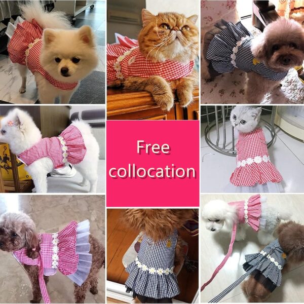 Outdoor Pet Clothes Dog Harness Dress Poodle Bichon Frise Pomeranian Schnauzer Dog Clothing Princess Costumes Pet Skirt Dropship (L,Pink) - Image 8