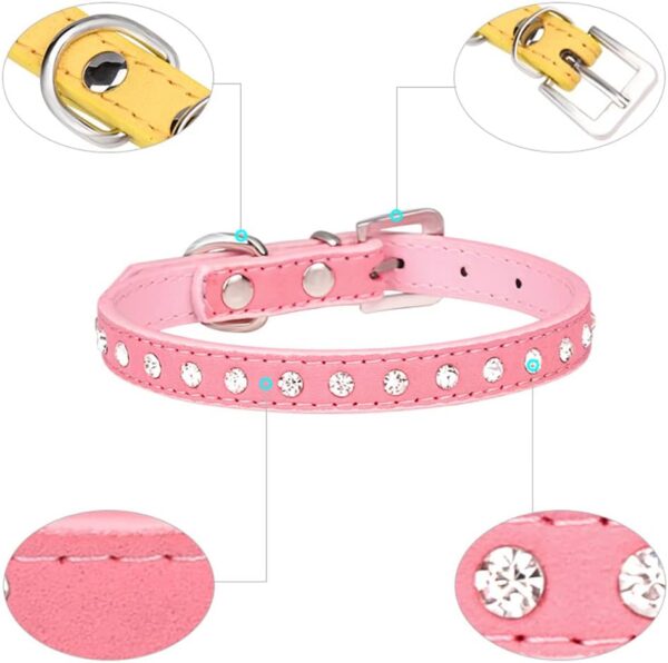 Puppy Collar with Bling Diamond, Pretty Crystal Sparkly Rhinestone Glitter Jewel Girls Cat Collars for XXS Xs Small Medium Pet Female Dogs Boys Kitten, Pink S - Image 5