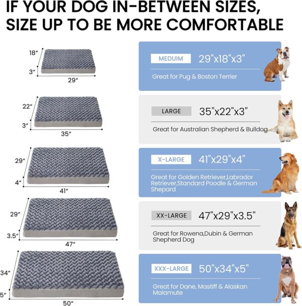 Orthopedic Memory Foam Dog Bed, Cooling Dog Beds for Extra Large Dogs -Waterproof Pet Bed for Crate with Removable Washable Cover, Ideal for Arthritic Dogs, XL(41inch,90Lbs) - Image 6